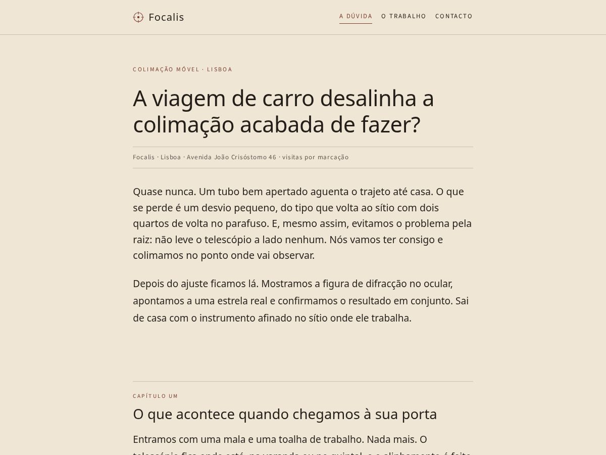 Landing-page snapshot of focalisoptica.online