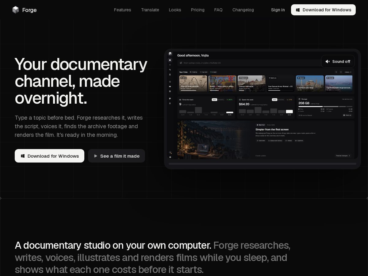 Landing-page snapshot of forged.video