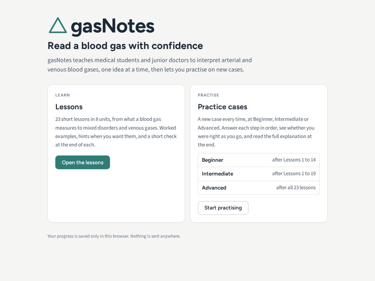 Landing-page snapshot of gasnotes.org