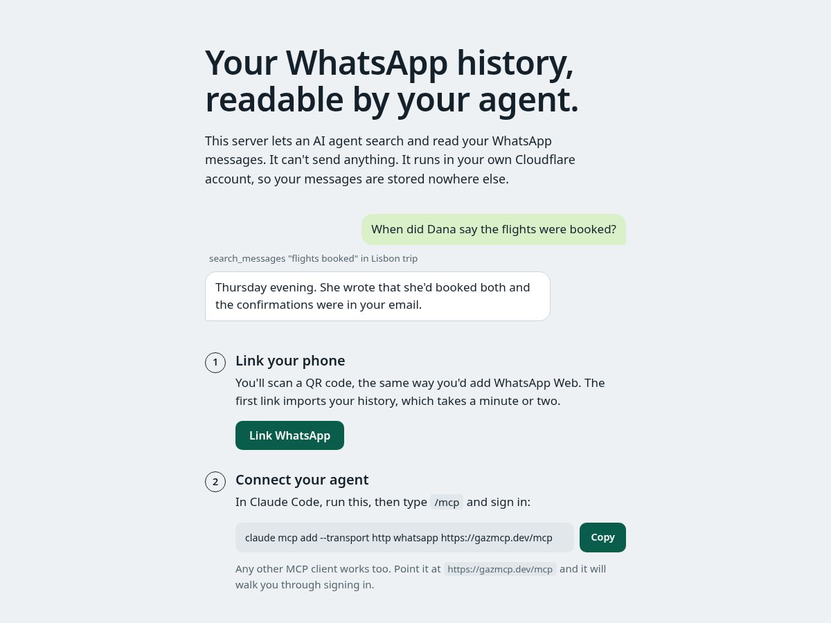 Landing-page snapshot of gazmcp.dev