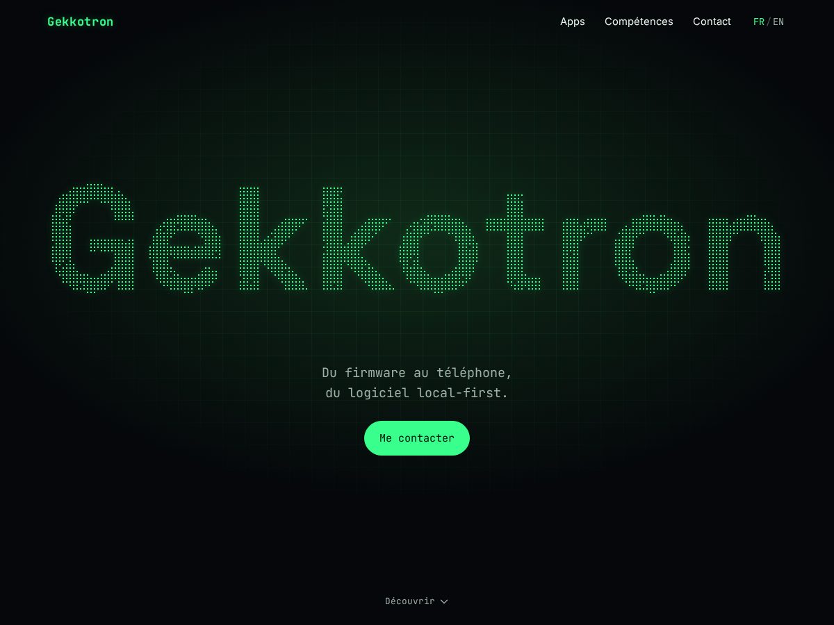 Landing-page snapshot of gekkotron.app