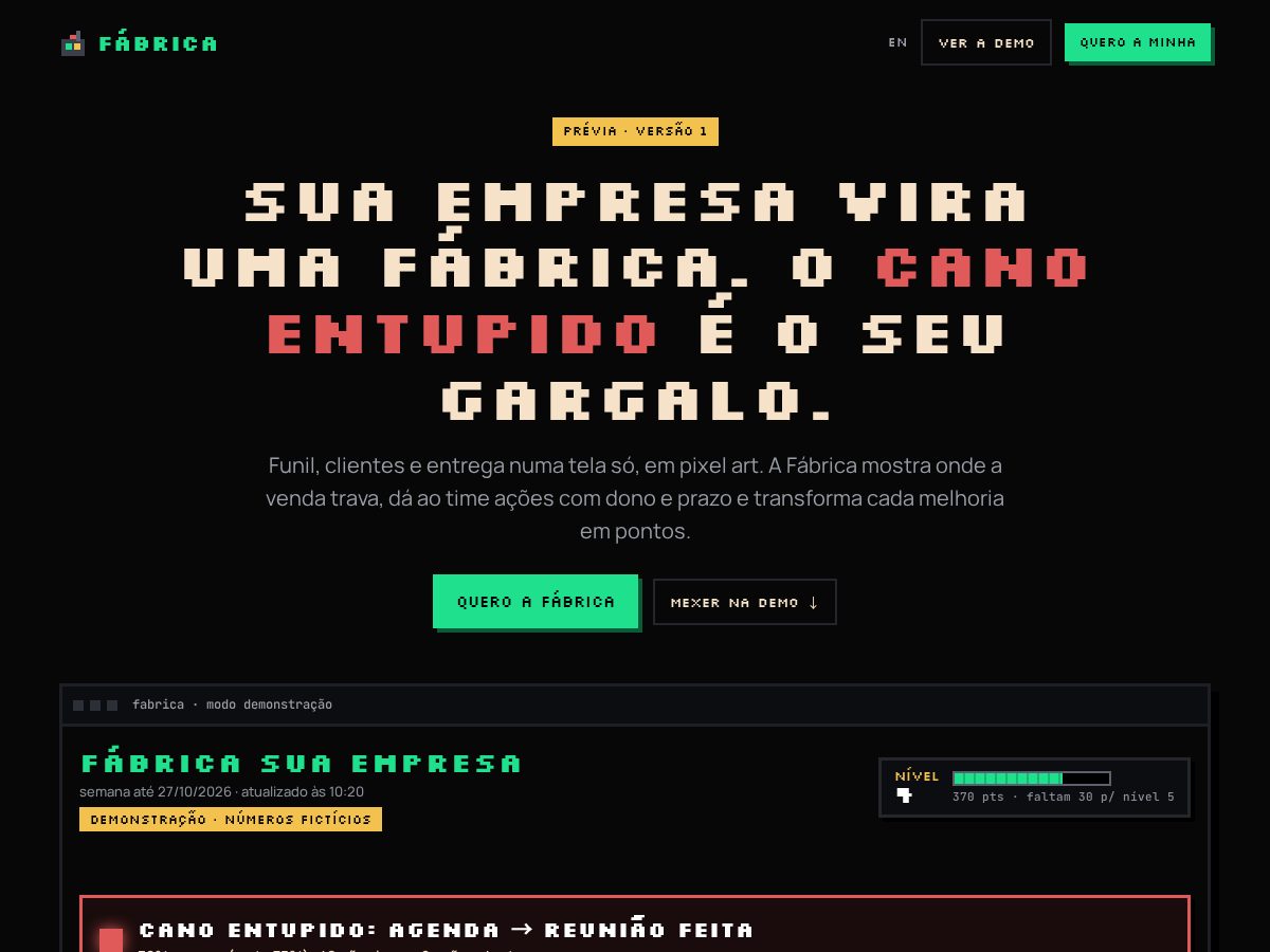 Landing-page snapshot of getfabrica.app