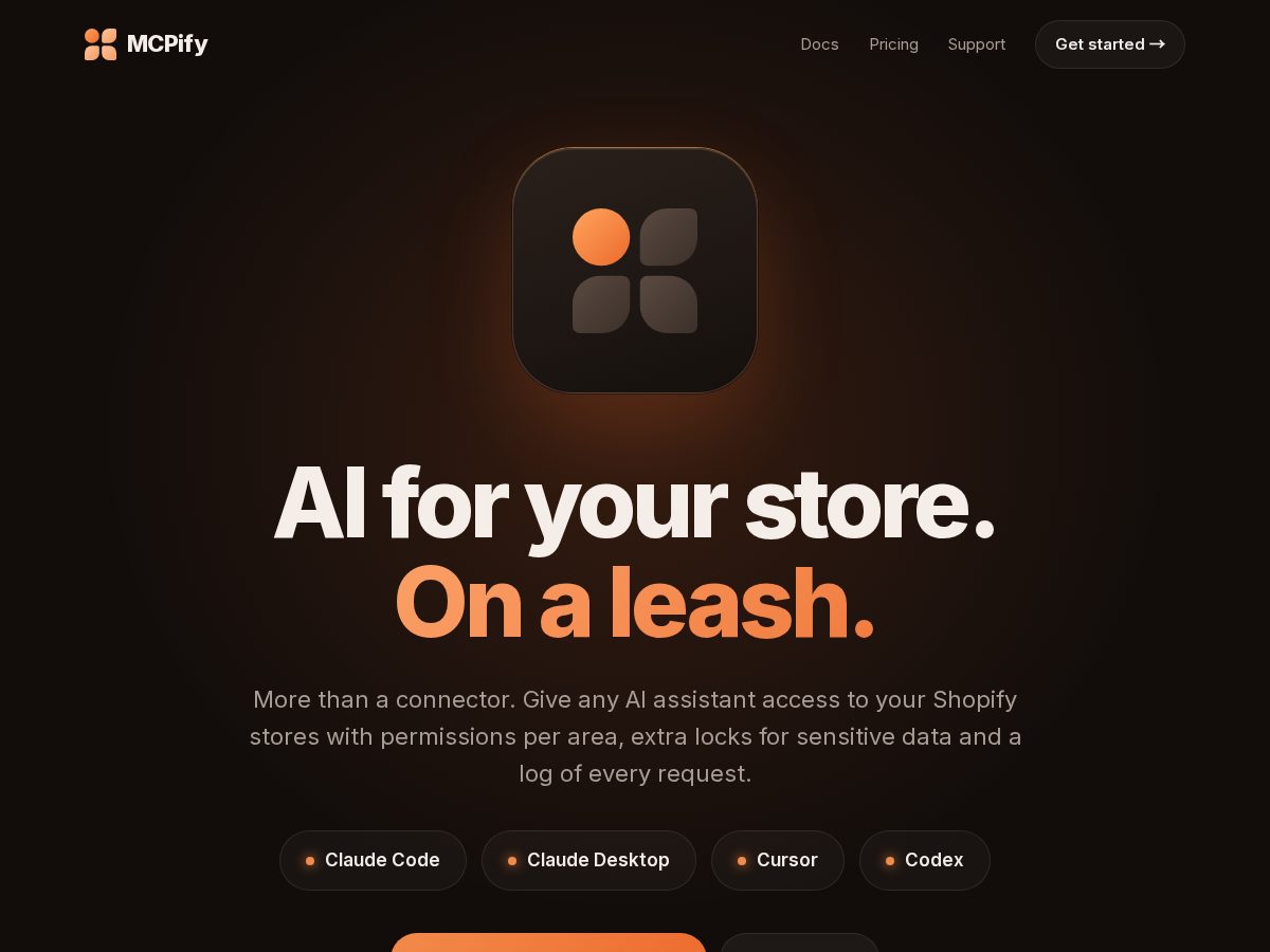 Landing-page snapshot of getmcpify.app
