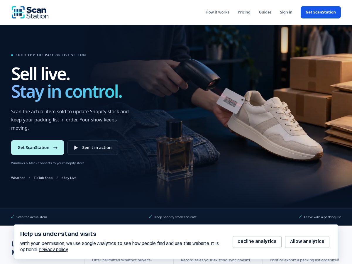 Landing-page snapshot of getscanstation.live