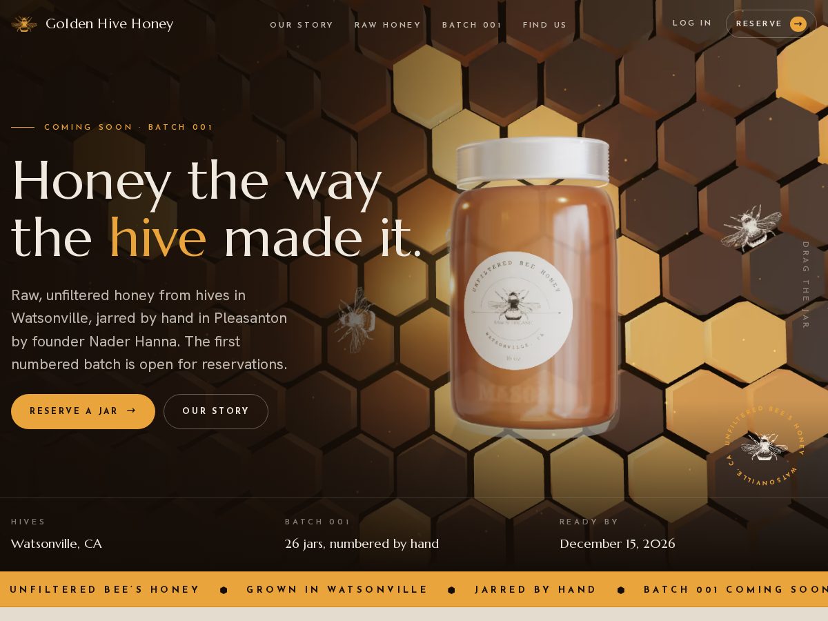 Landing-page snapshot of goldenhivehoney.org