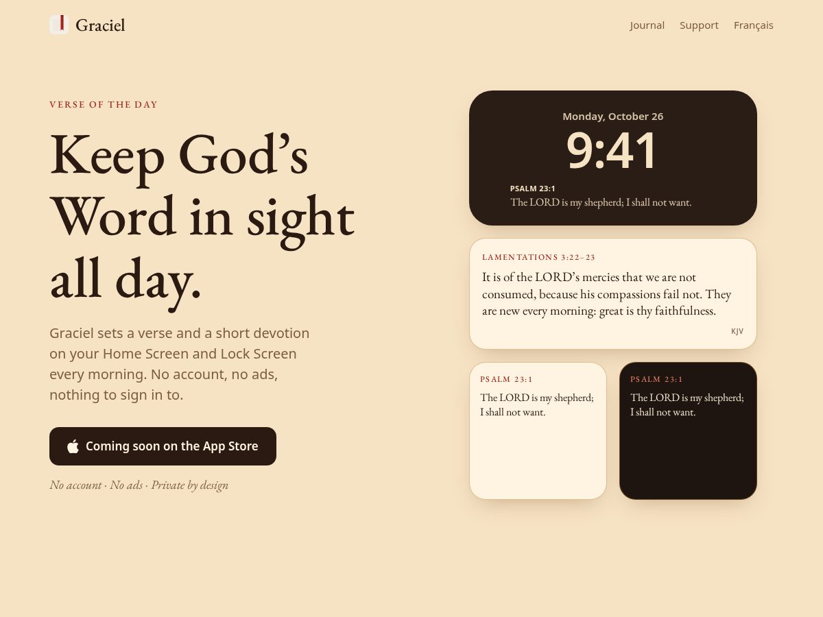 Landing-page snapshot of graciel.app