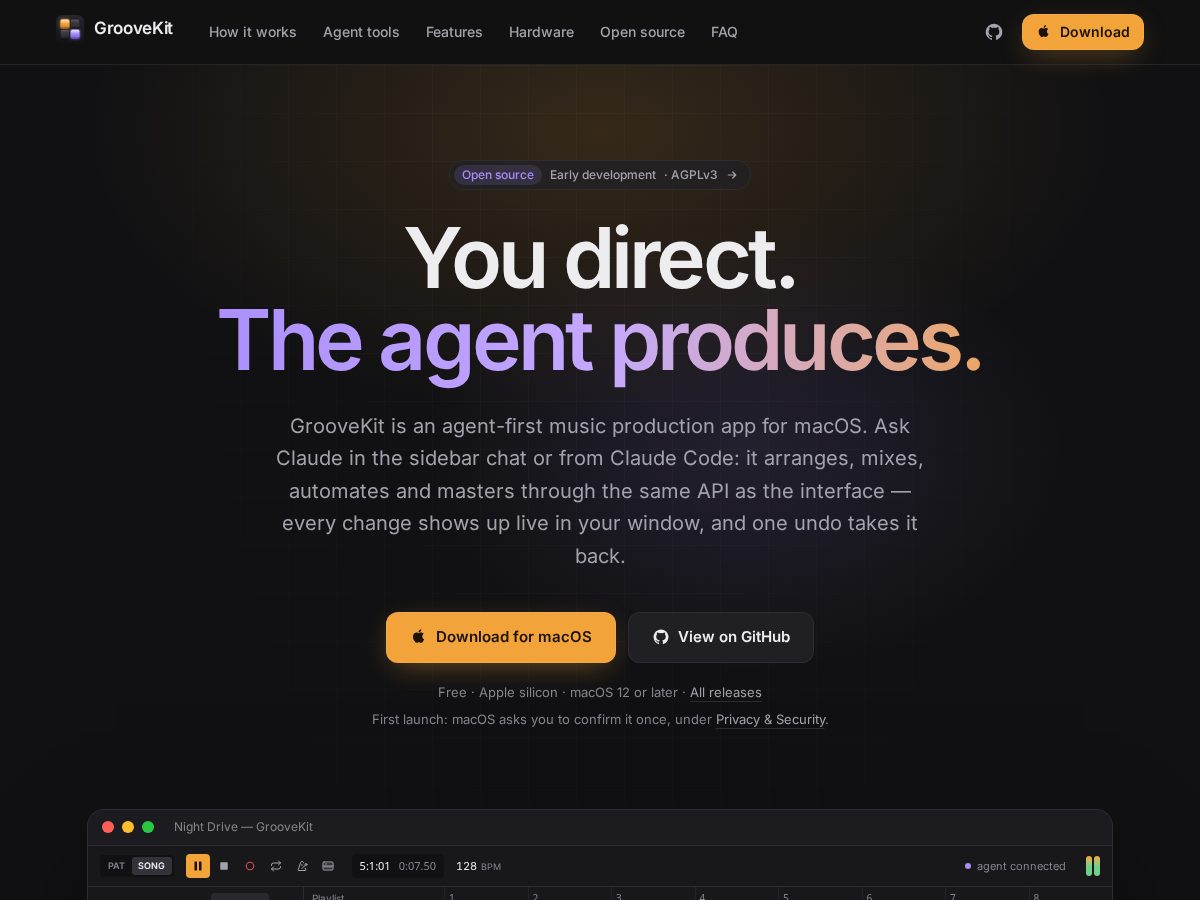 Landing-page snapshot of groovekit.org