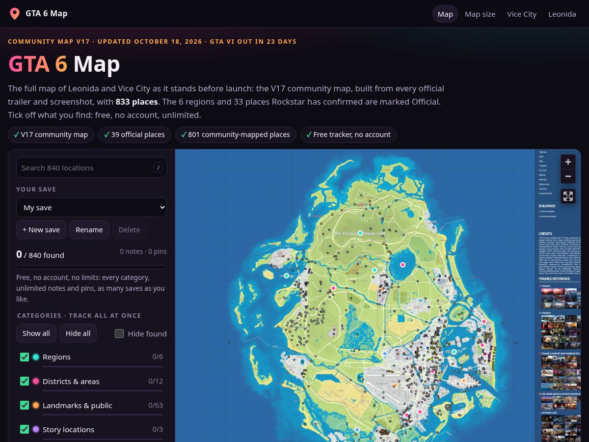 Landing-page snapshot of gta-6-map.org