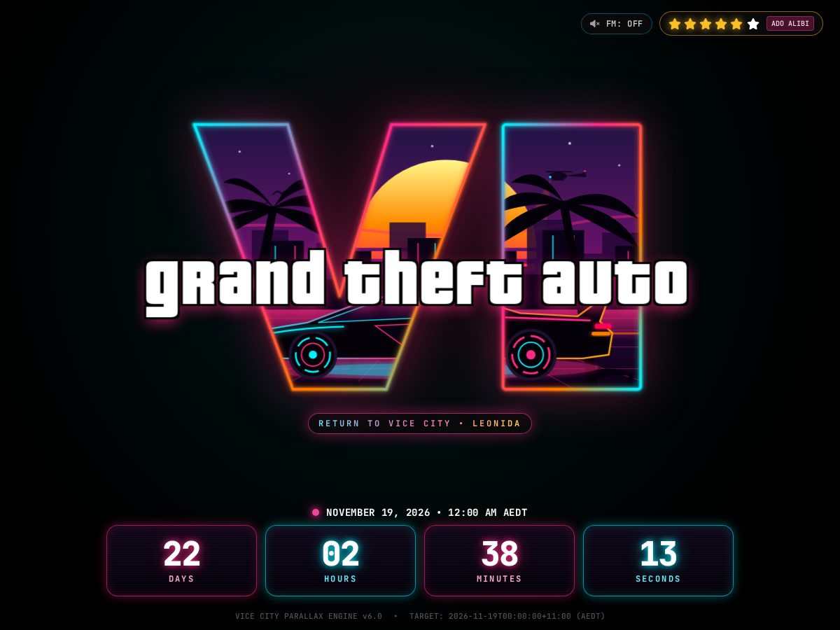 Landing-page snapshot of gtaday.xyz