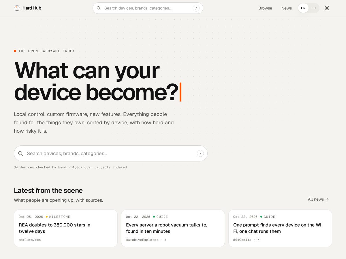 Landing-page snapshot of hardhub.dev