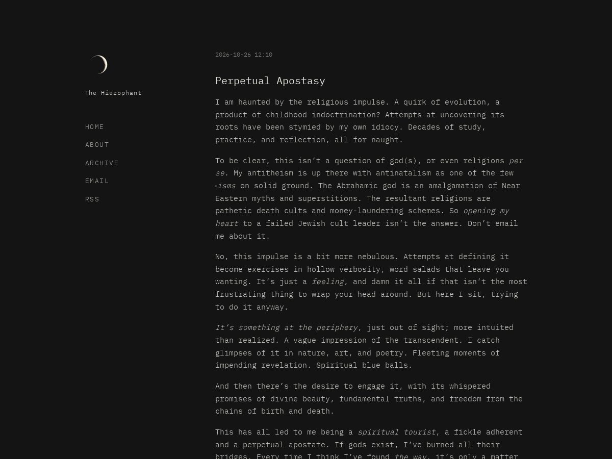 Landing-page snapshot of hierophantes.net