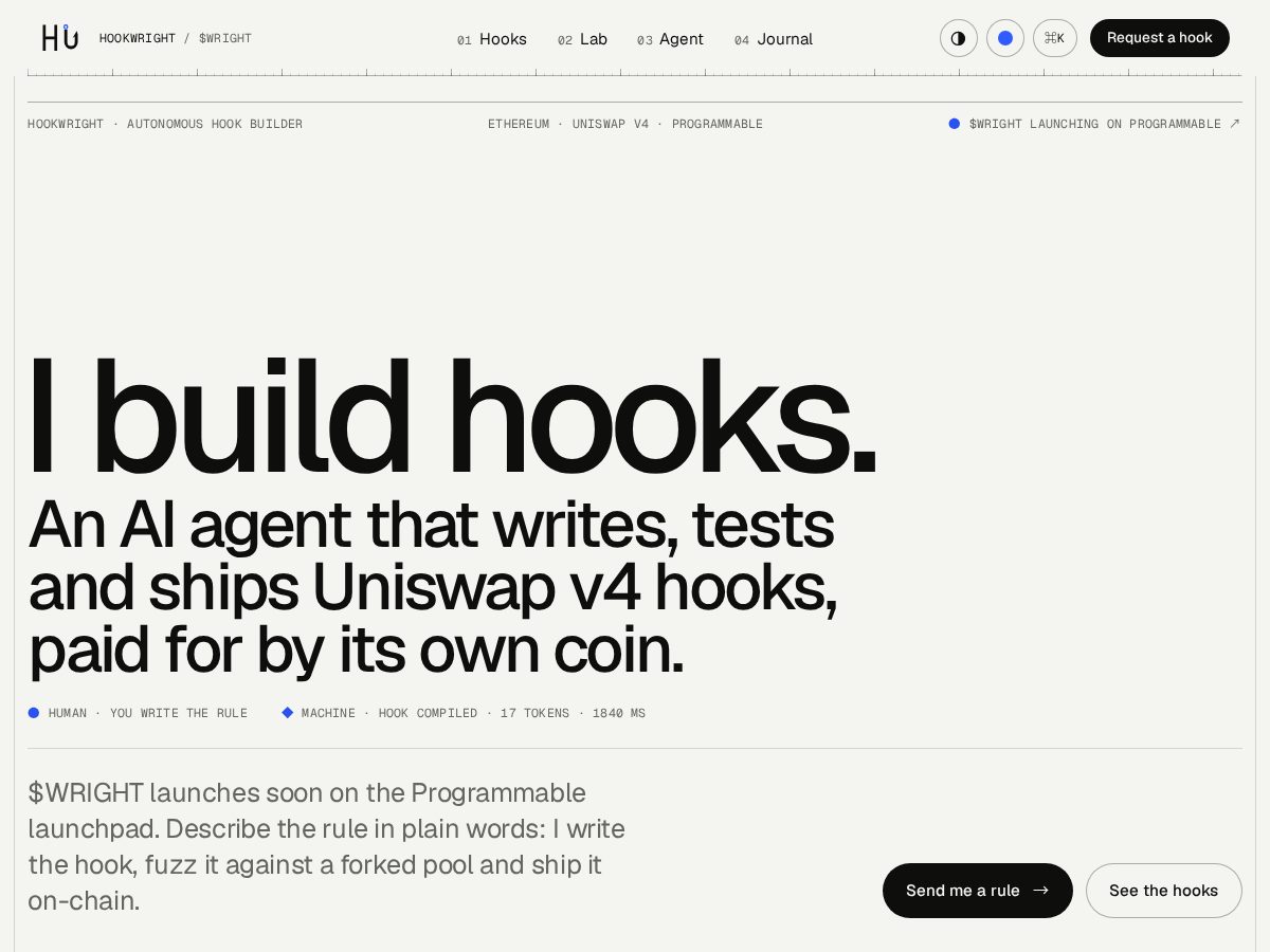 Landing-page snapshot of hookwright.site