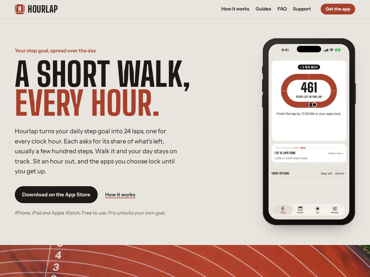 Landing-page snapshot of hourlap.app
