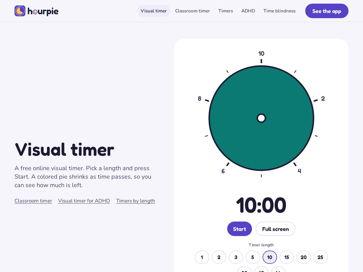 Landing-page snapshot of hourpie.app