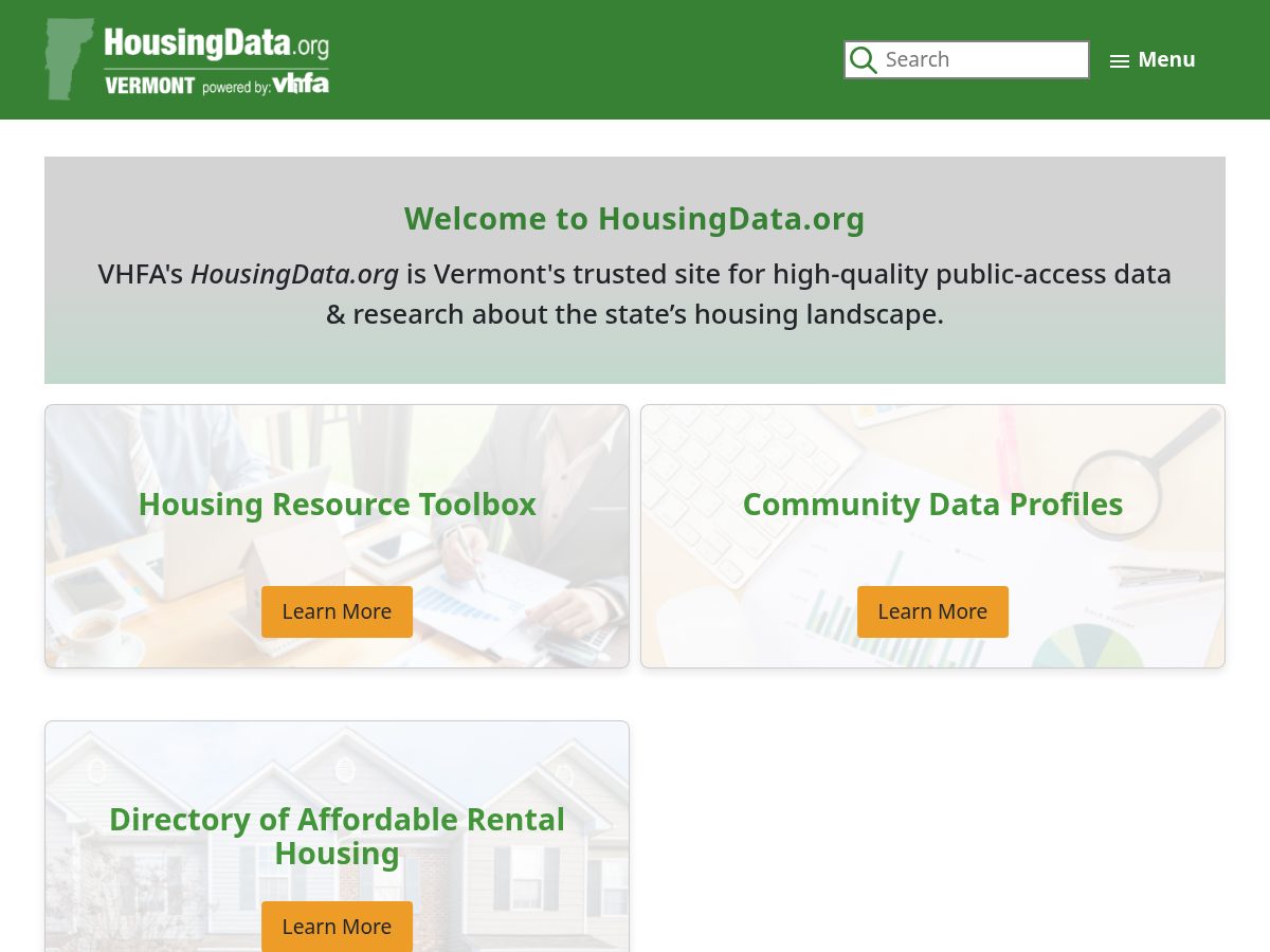 Landing-page snapshot of housingdata.org