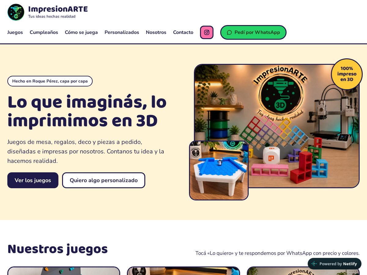 Landing-page snapshot of impresionarte.sbs
