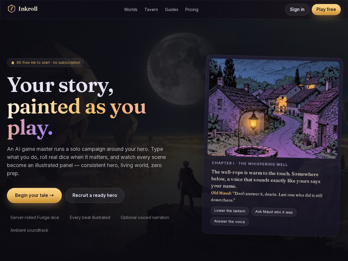 Landing-page snapshot of inkroll.online