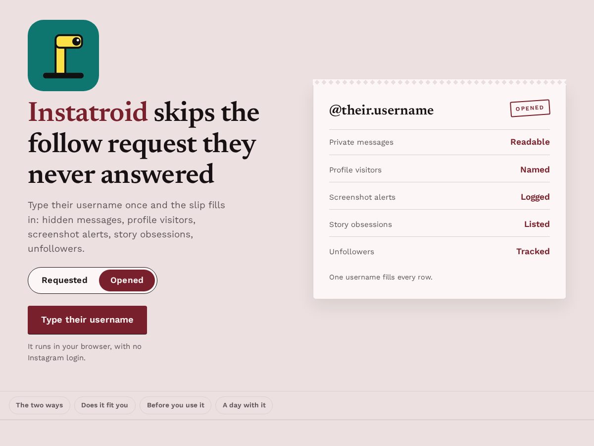 Landing-page snapshot of instatroid.live