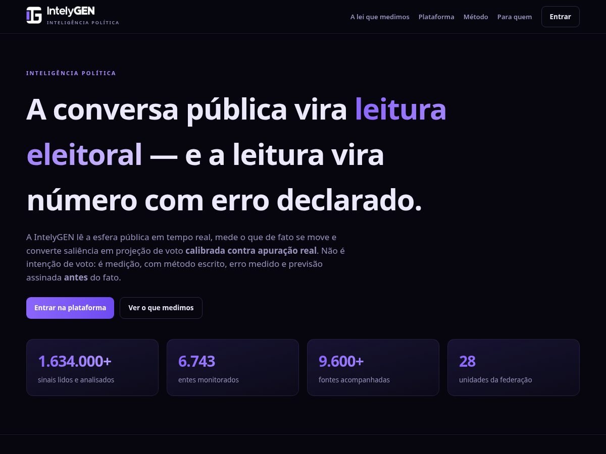 Landing-page snapshot of intelygen.net