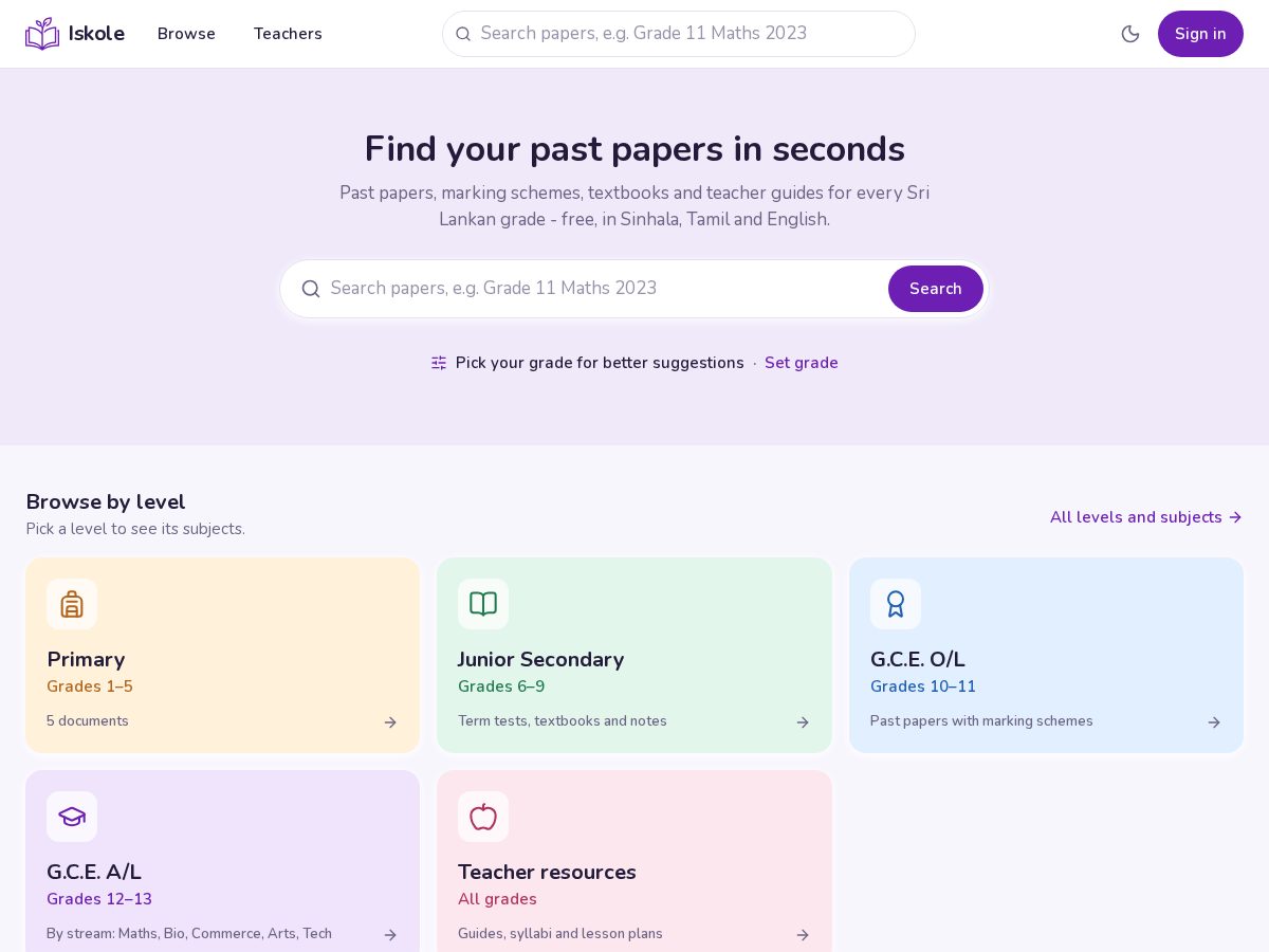 Landing-page snapshot of iskole.app