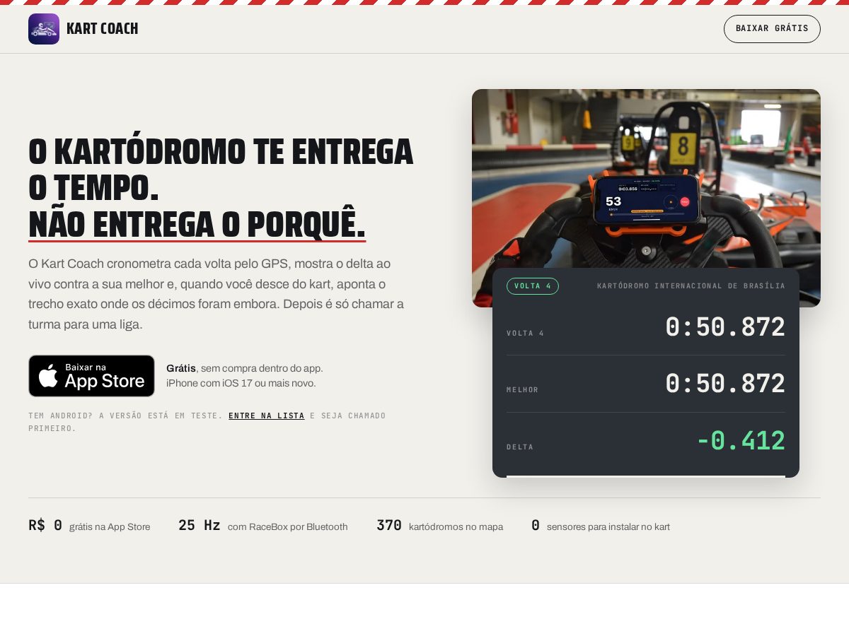 Landing-page snapshot of kartcoach.app