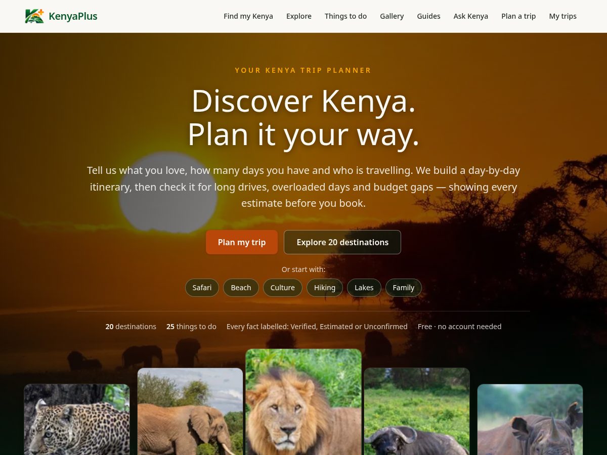 Landing-page snapshot of kenyaplus.online