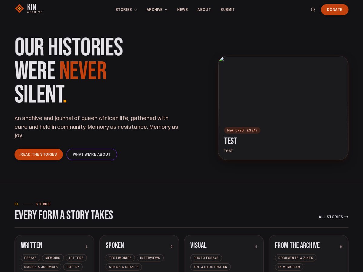 Landing-page snapshot of kinarchive.online