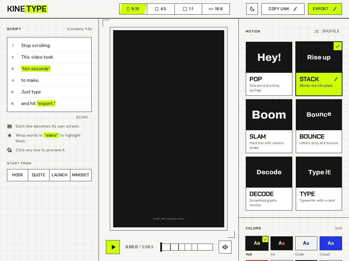 Landing-page snapshot of kinetype.video