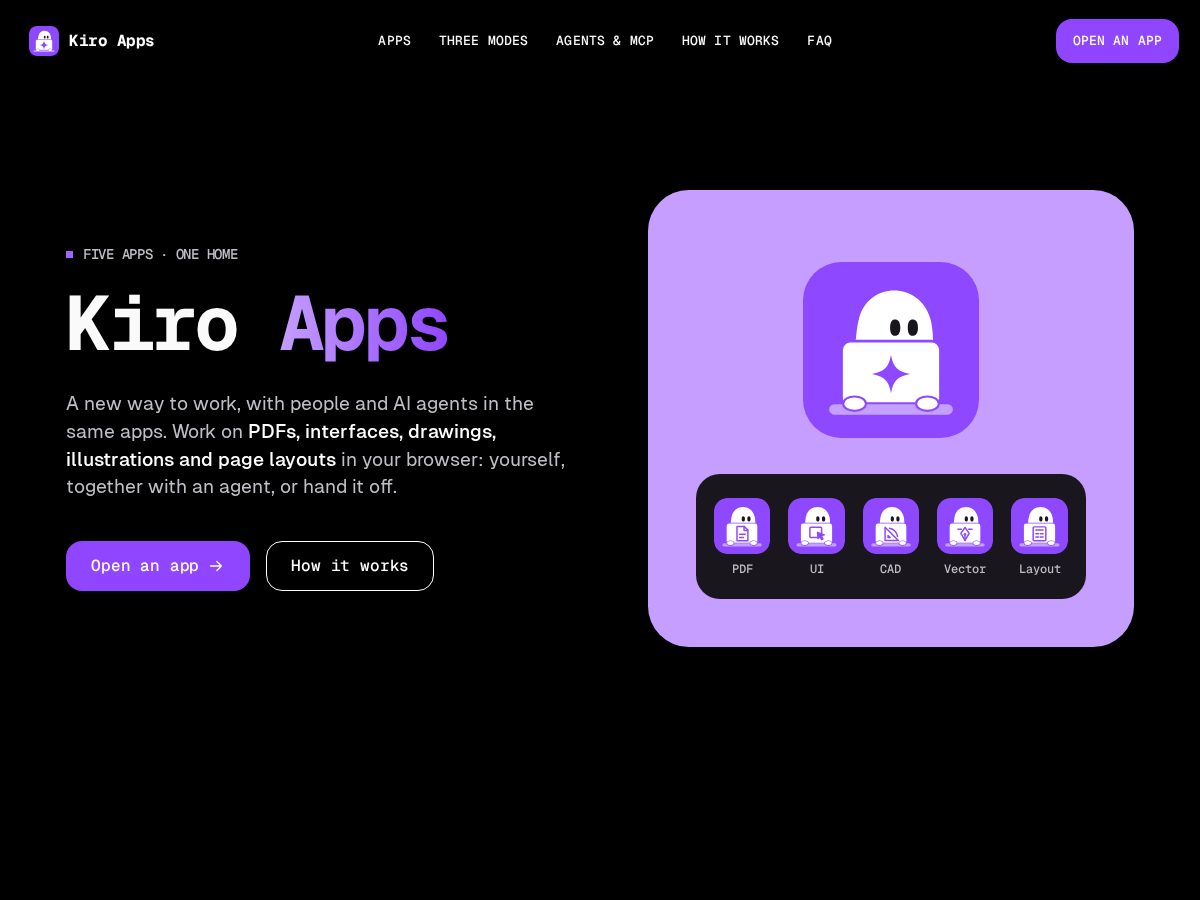 Landing-page snapshot of kiro-apps.dev