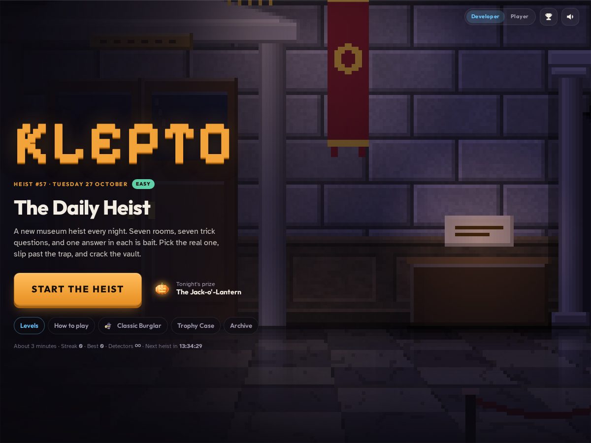 Landing-page snapshot of klepto.app