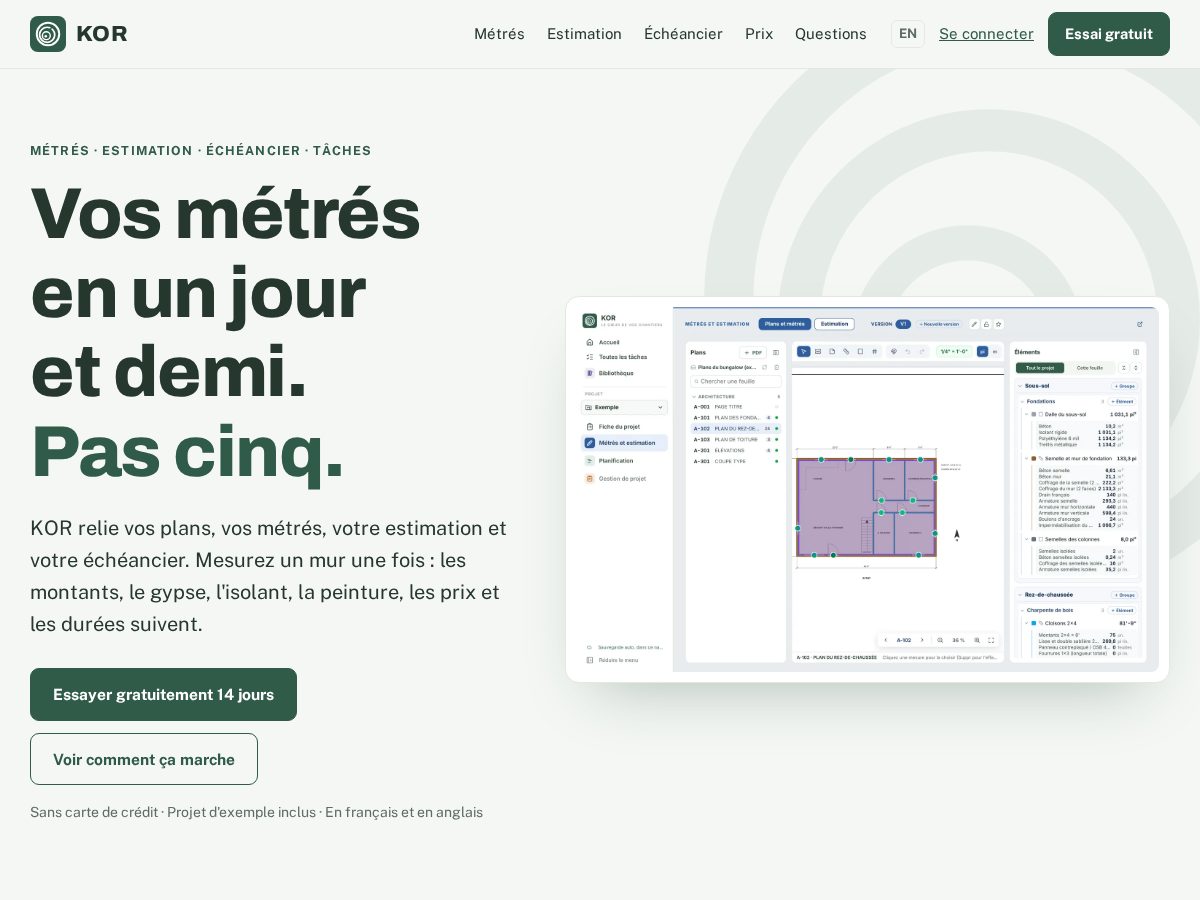 Landing-page snapshot of korconstruction.app