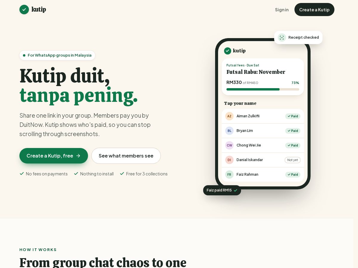 Landing-page snapshot of kutip.site