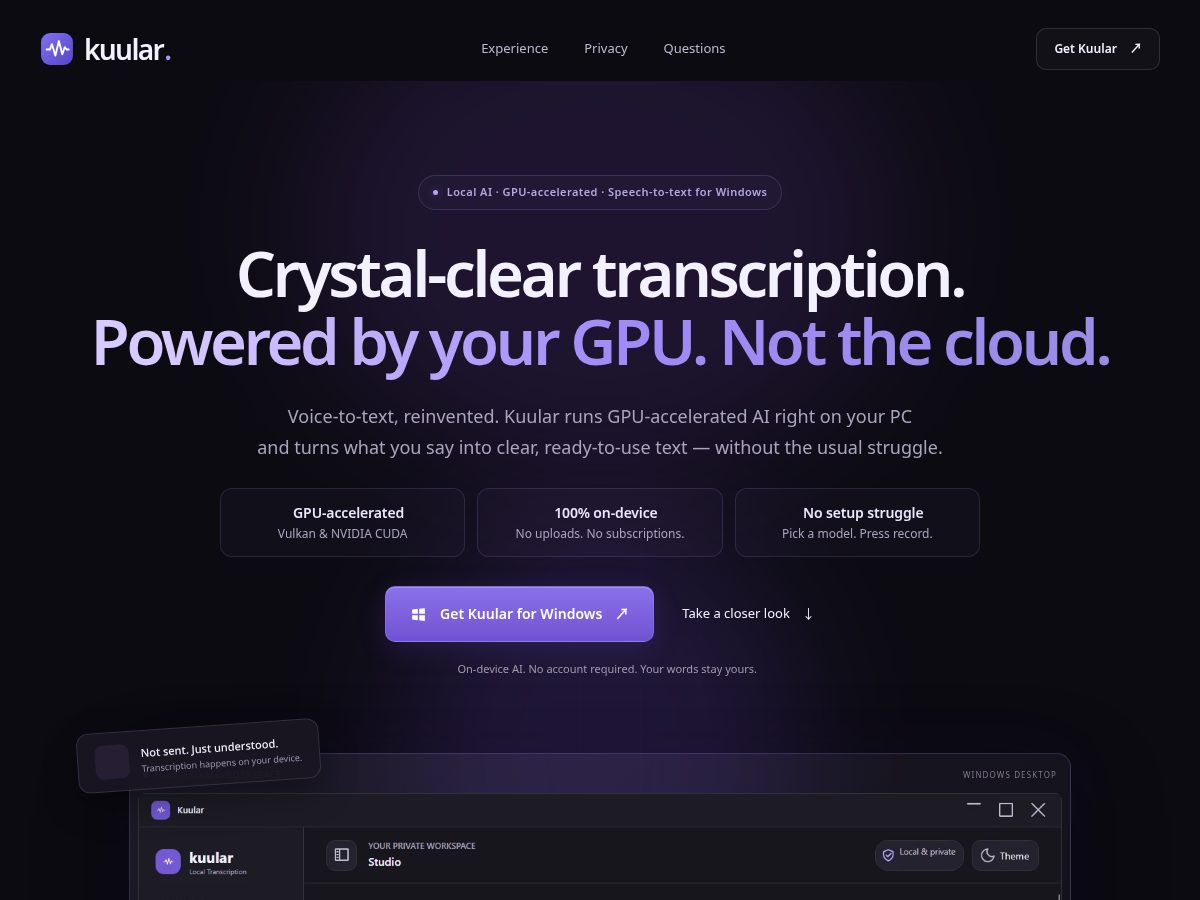 Landing-page snapshot of kuular.app