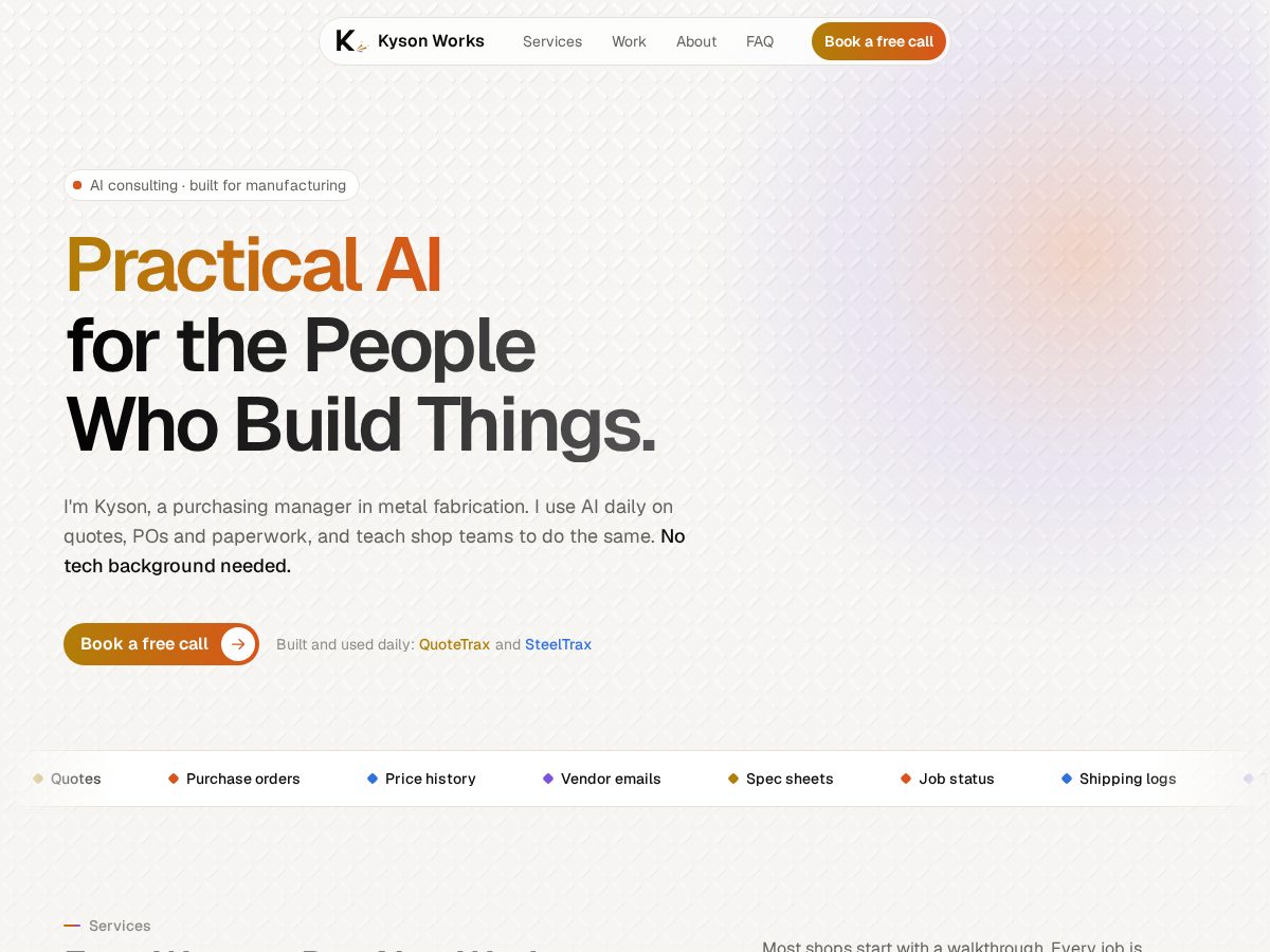 Landing-page snapshot of kyson.works