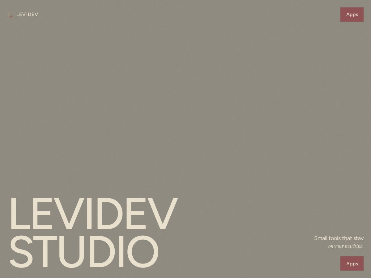 Landing-page snapshot of levidev.studio