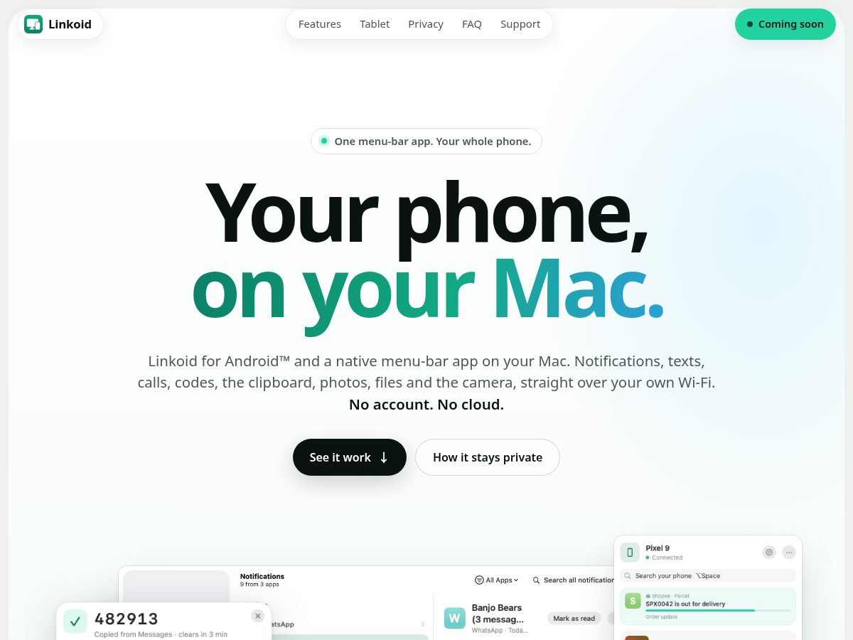 Landing-page snapshot of linkoid.app