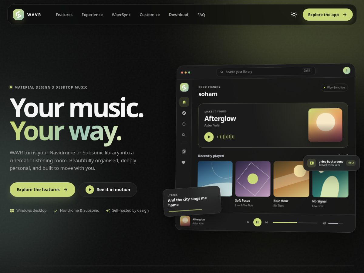 Landing-page snapshot of listenwavr.xyz