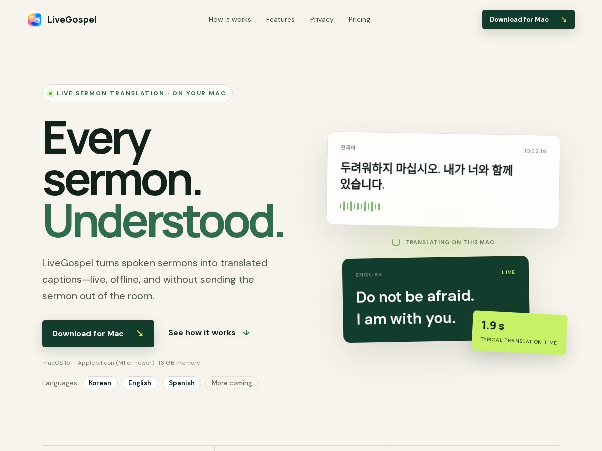 Landing-page snapshot of livegospel.net