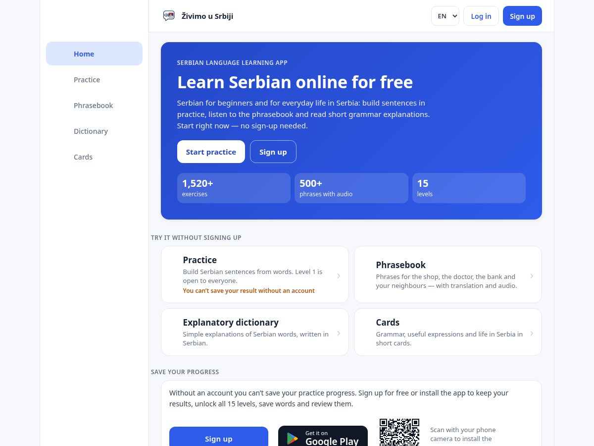 Landing-page snapshot of liveinserbia.online