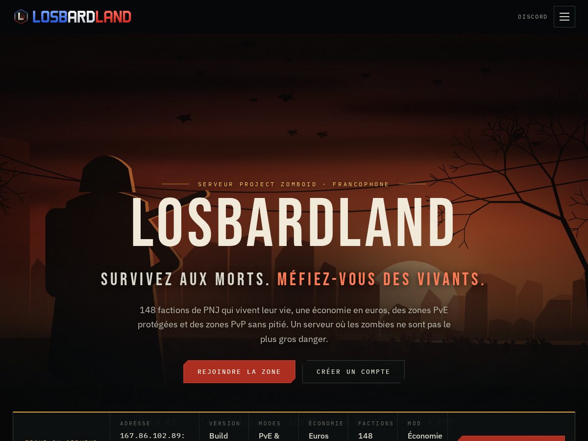 Landing-page snapshot of losbardland.online
