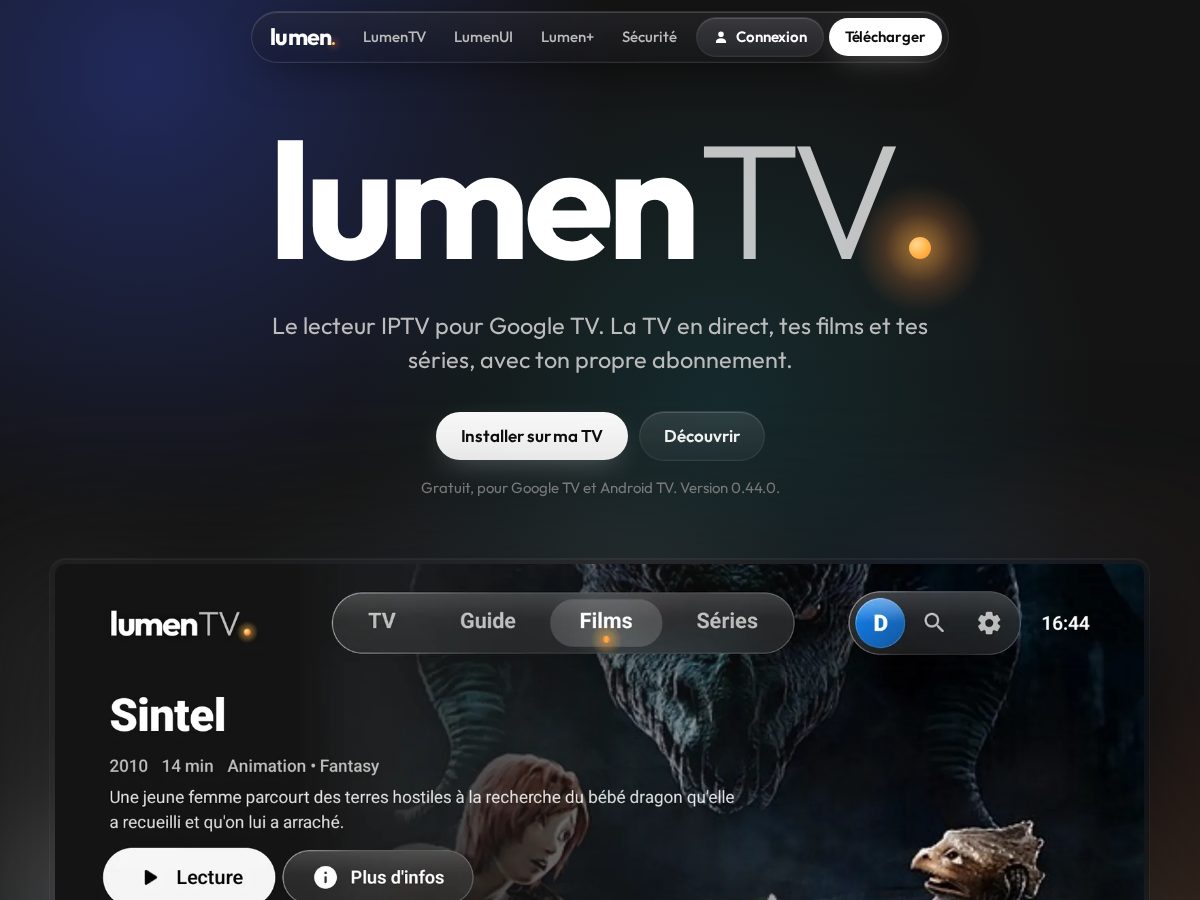 Landing-page snapshot of lumen-tv.app