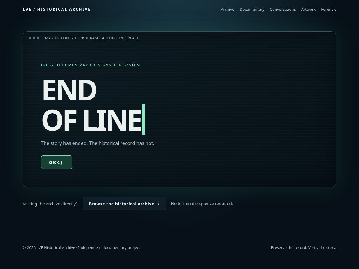 Landing-page snapshot of lvearchive.org