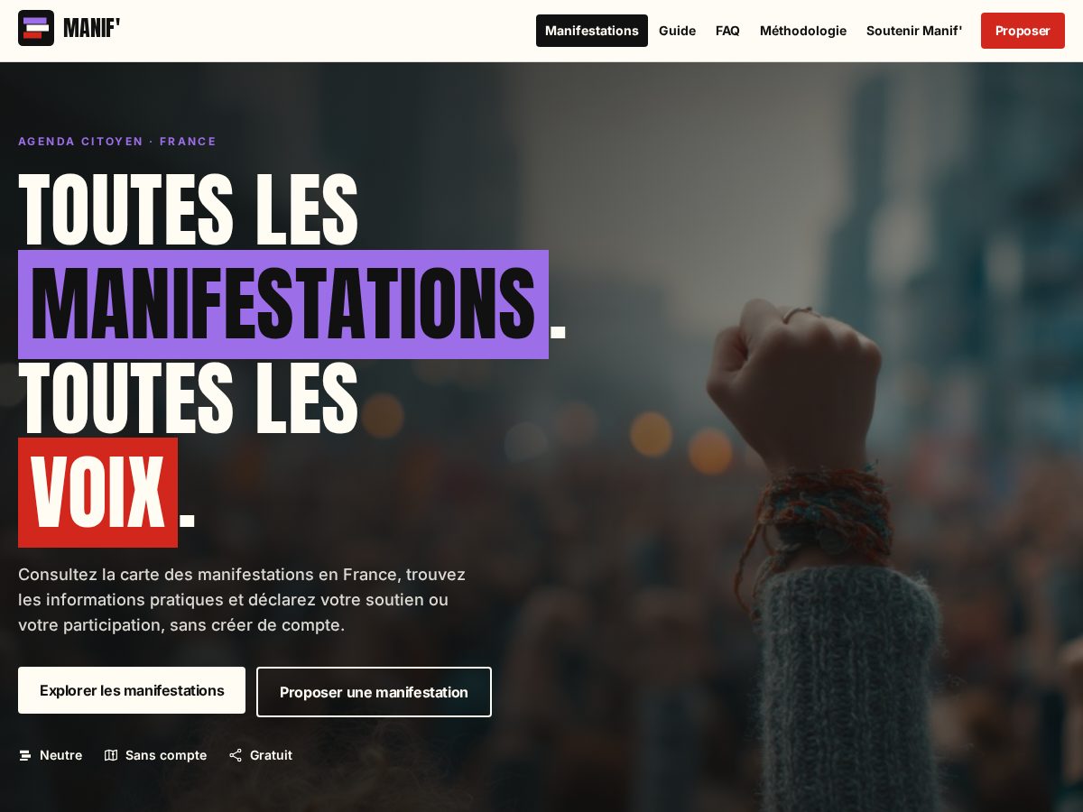 Landing-page snapshot of manif.info
