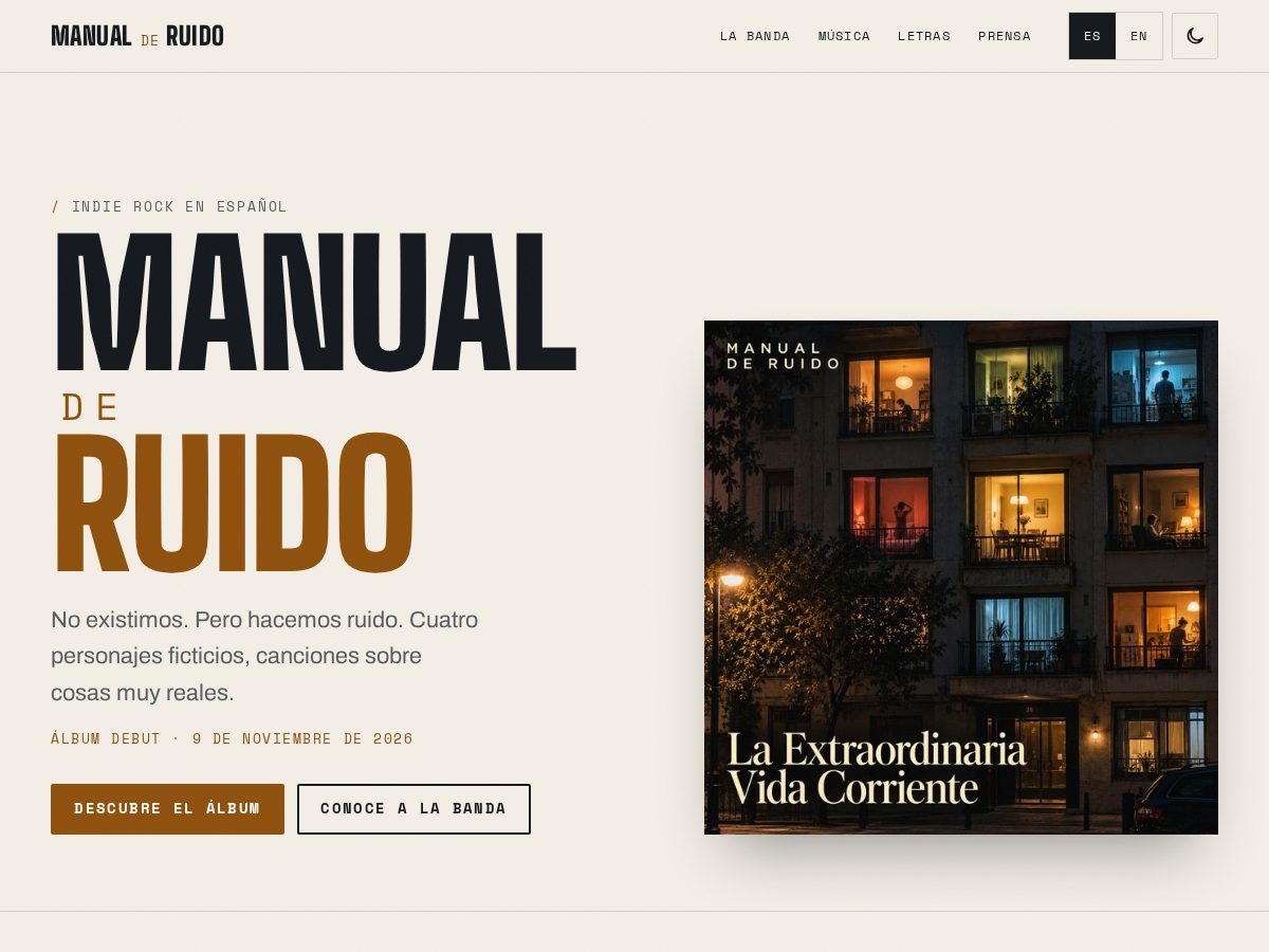 Landing-page snapshot of manualderuido.music