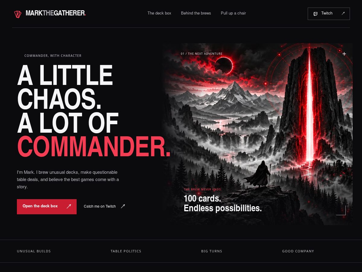 Landing-page snapshot of markthegatherer.xyz