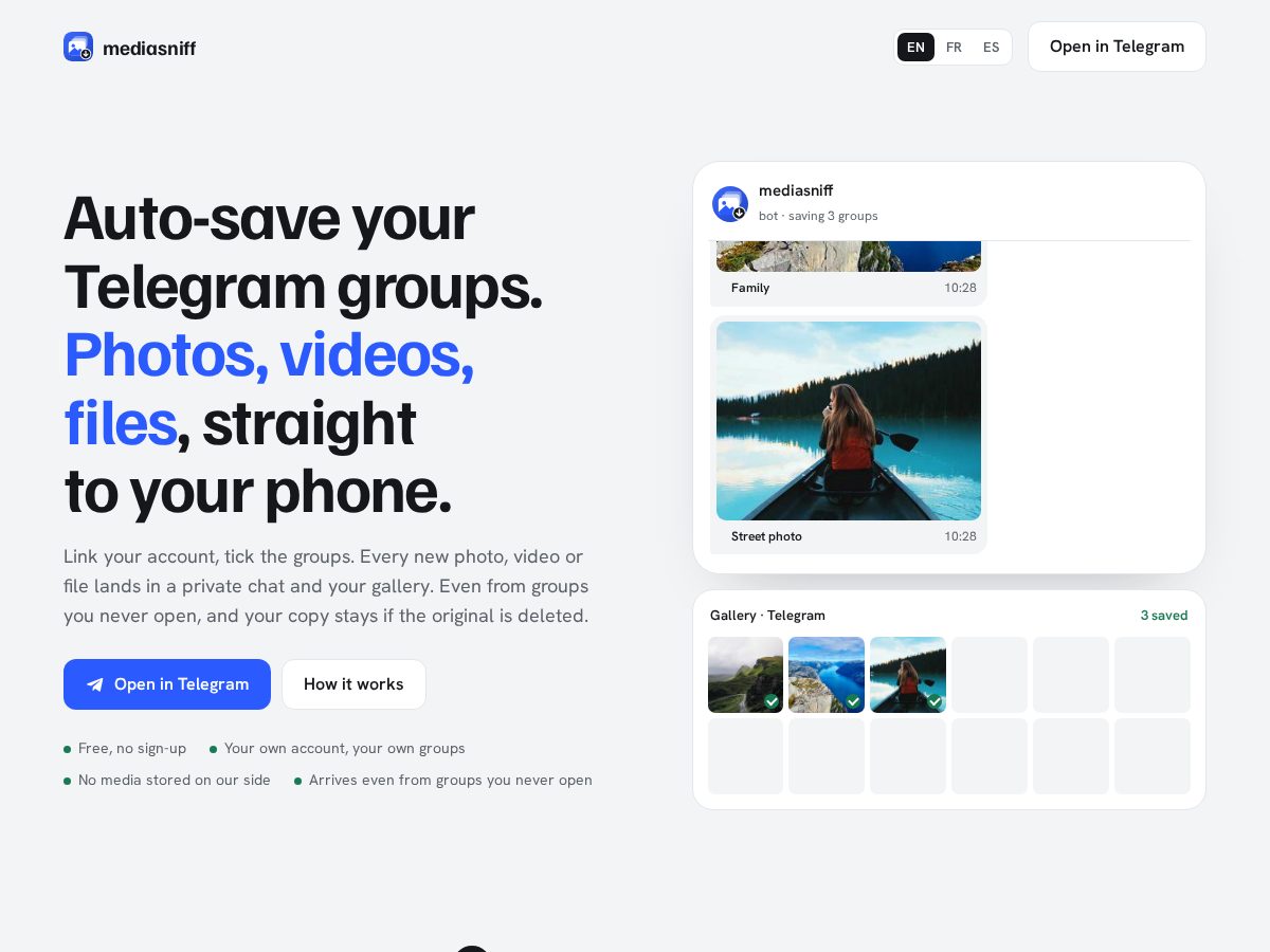 Landing-page snapshot of mediasniff.app