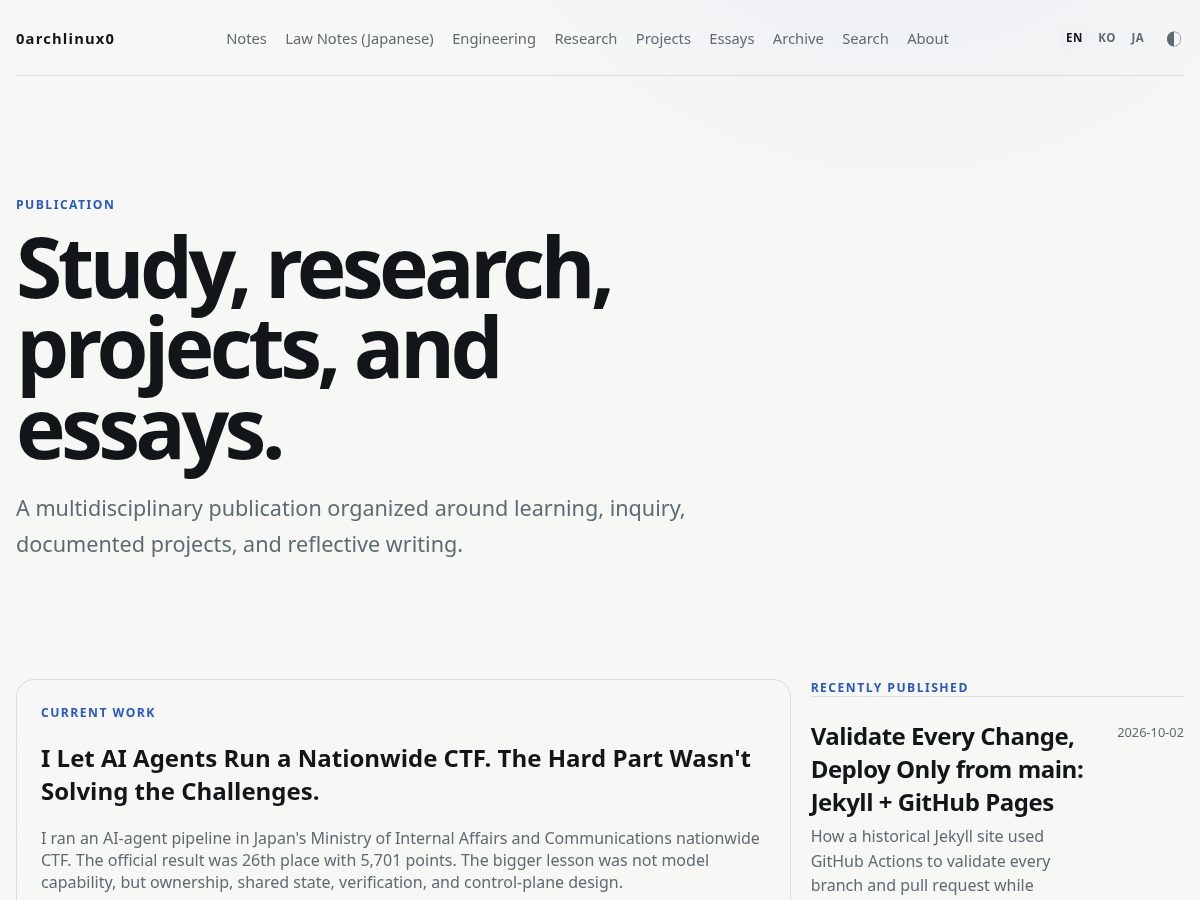Landing-page snapshot of minjunpark.blog