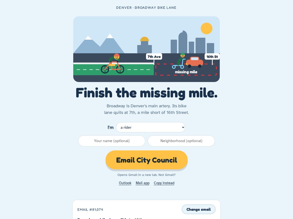 Landing-page snapshot of missingmile.org