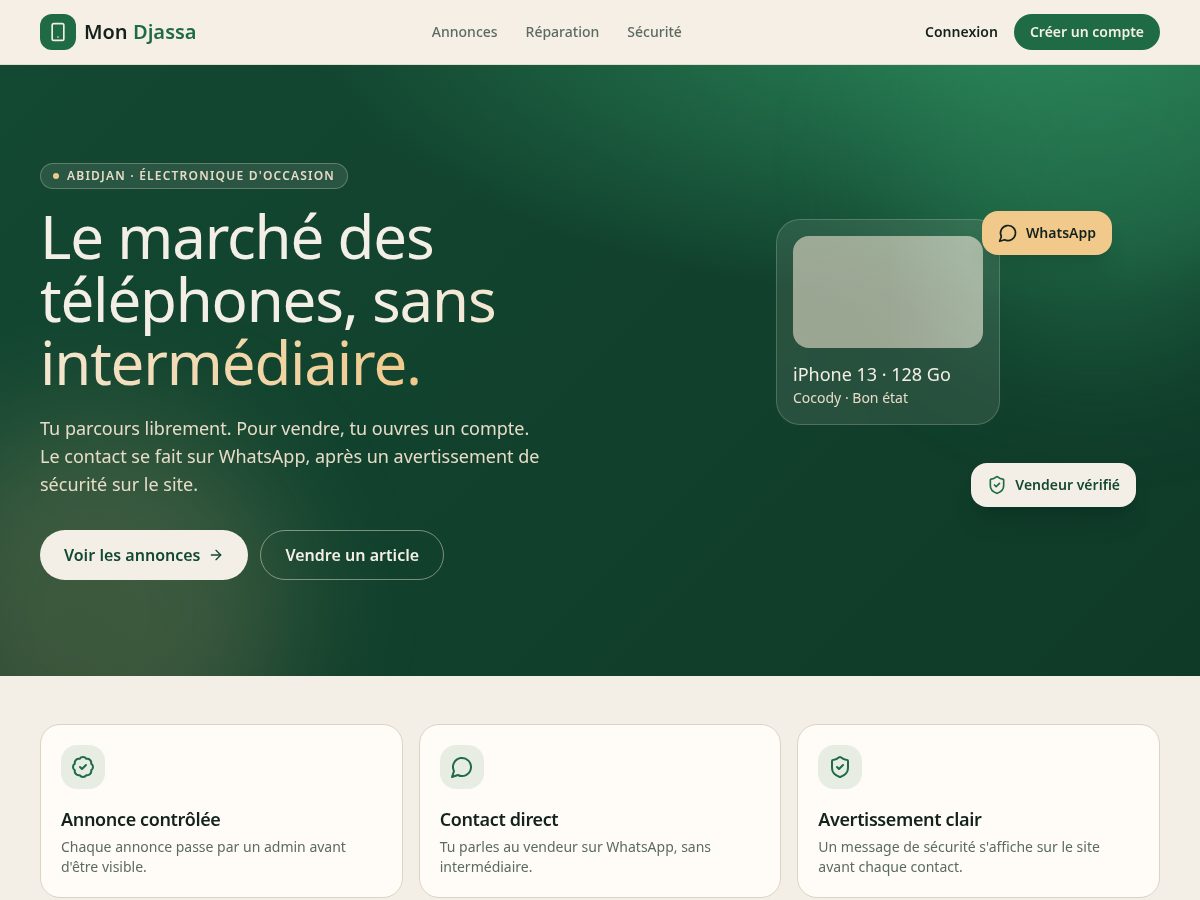 Landing-page snapshot of mondjassa.space