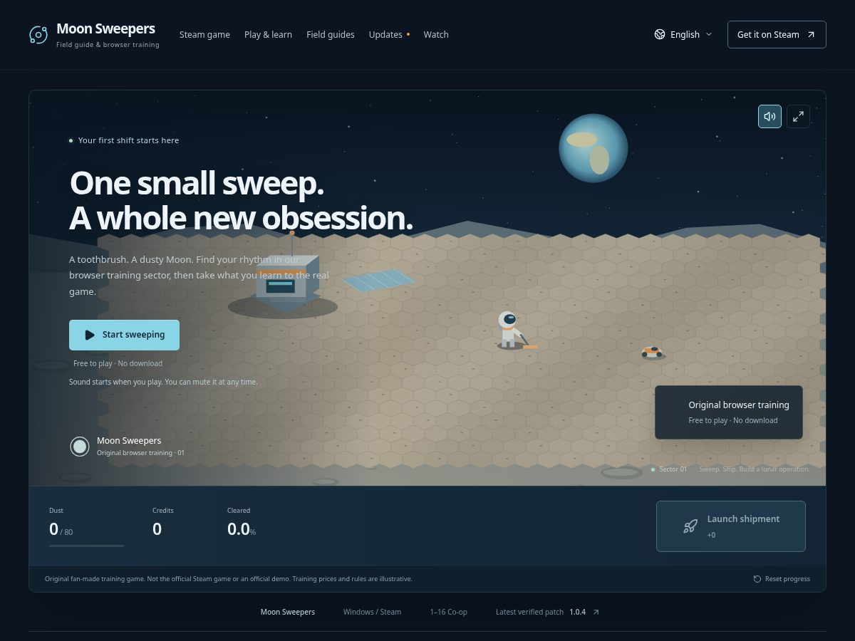 Landing-page snapshot of moonsweepers.app
